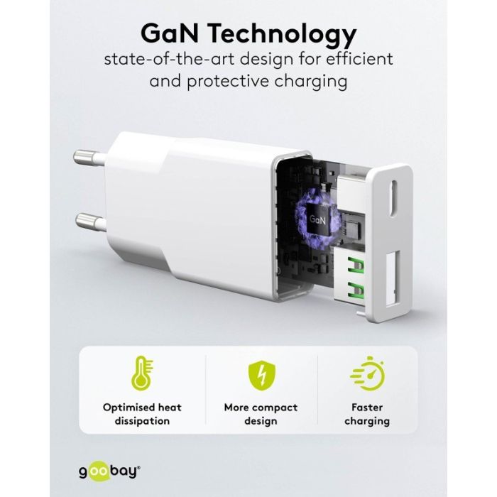 Goobay punjač 30W GaN slim 1xC PD/1xA QC