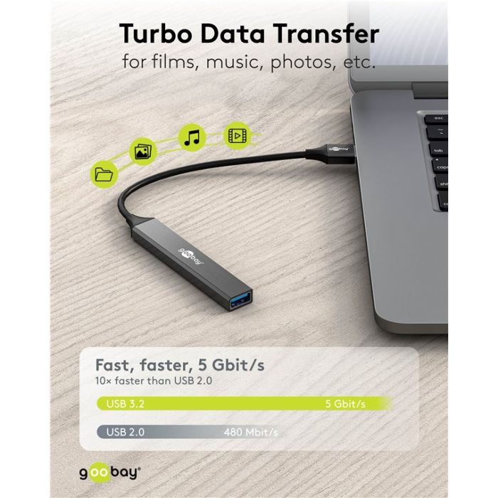Goobay slim USB hub sa 4 porta USB a 3.2