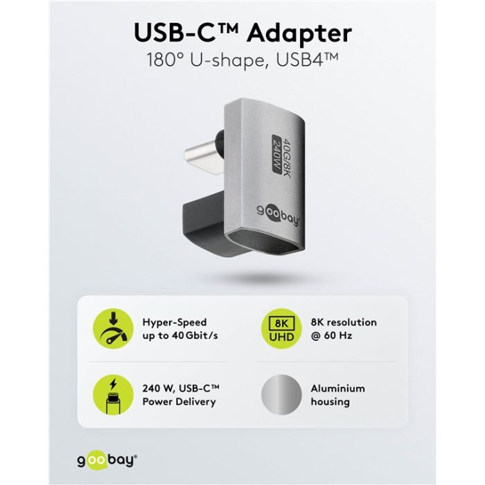 Goobay adapter USB-C 4.0 m-f pod uglom 180°