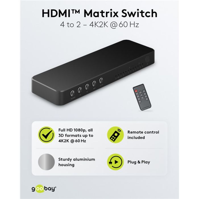 HDMI Matrix 4 x 2 Switch Goobay