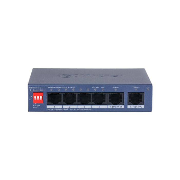 Dahua CS4006-4ET2GT-36 upravljivi Layer 2 PoE 4-portni switch sa 2 gigabitna uplink-a