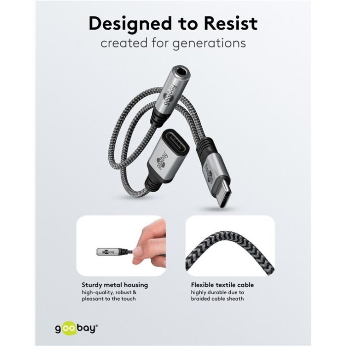 Goobay USB-C m - 3.5mm AUX + USB-C f adapter