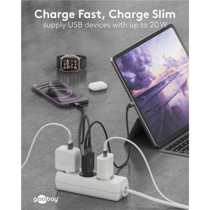 Goobay USB-C dual slim brzi punjač 20W