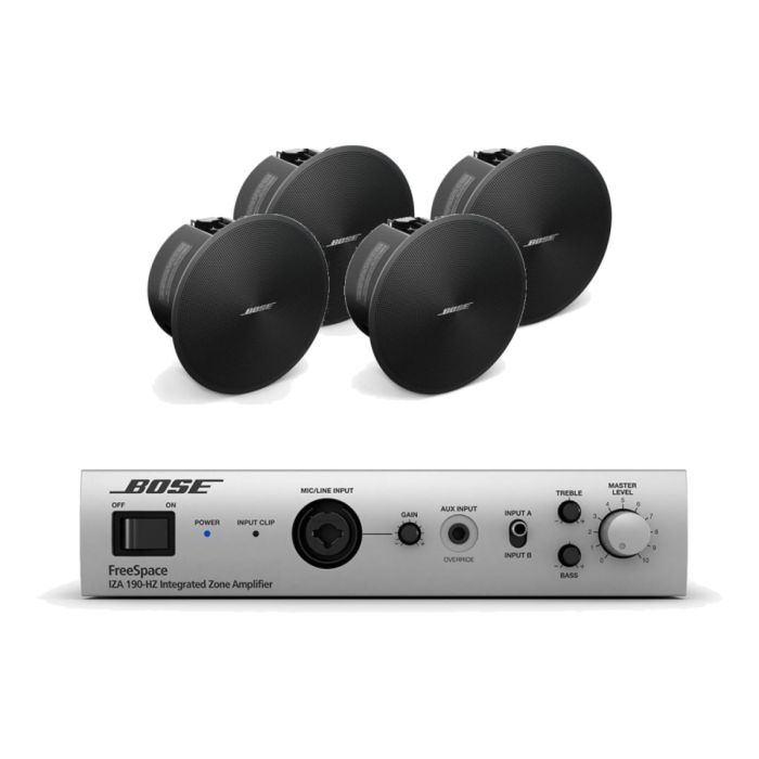 BOSE DesignMax komplet ozvučenja: 4× ugradni plafonski zvučnik DM2C-LP, integrisano pojačalo IZA190-HZ