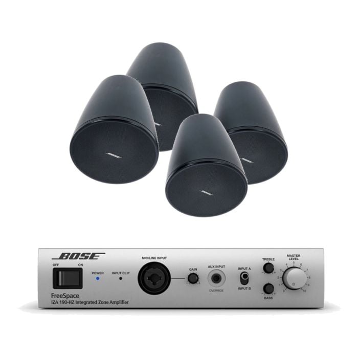 BOSE DesignMax komplet ozvučenja: 4× viseći zvučnik DM5P, integrisano pojačalo IZA190-HZ