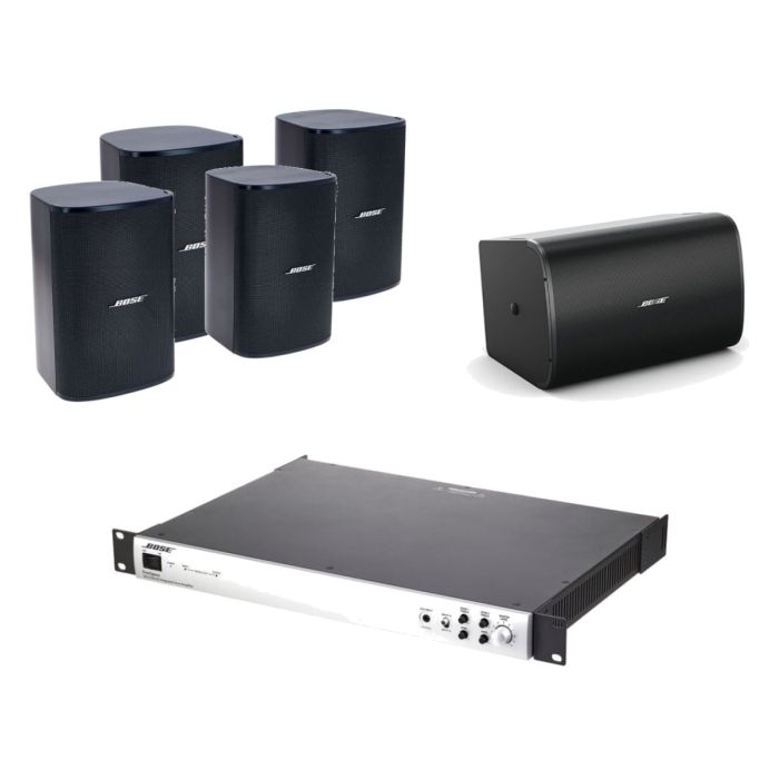 BOSE DesignMax komplet ozvučenja: 4× zidni zvučnik DM5SE, subwoofer DM10S-SUB, integrisano pojačalo IZA 2120-HZ