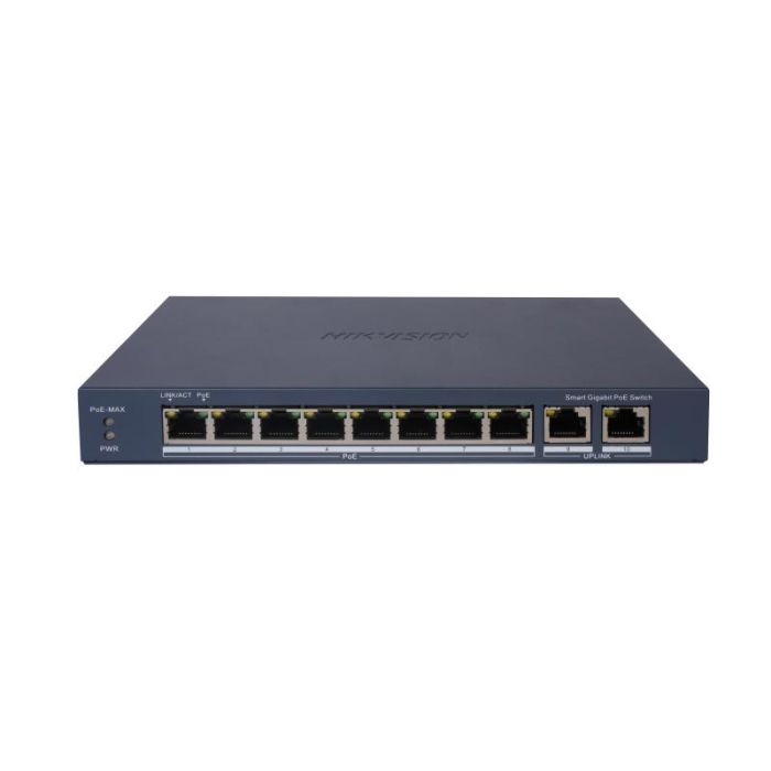 Hikvision DS-3E1510P-EI 8-portni gigabitni PoE svič sa 2 RJ45 porta