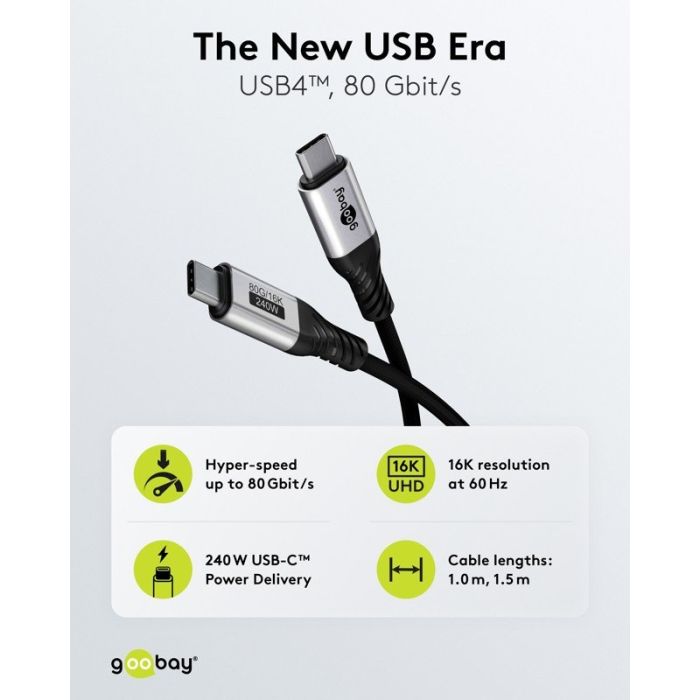 Goobay kabl USB-C m - USB-C m USB4 2.0 240W tekstilni