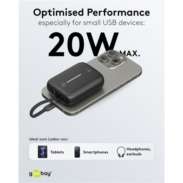 Goobay Power bank 10,000 mAh (sa integrisanim kablom)