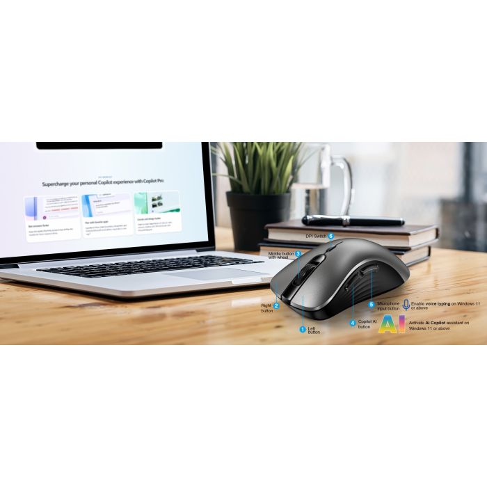 Genius Ergo 8100S AI bežični miš (sivi)