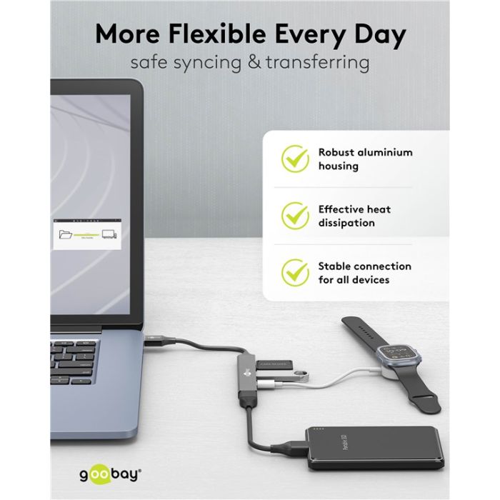 Goobay slim USB hub sa 4 porta USB a- USB c