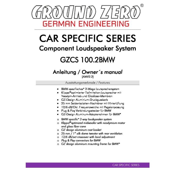 Ground Zero GZCS 100.2BMW zvučnici za auto (100mm)