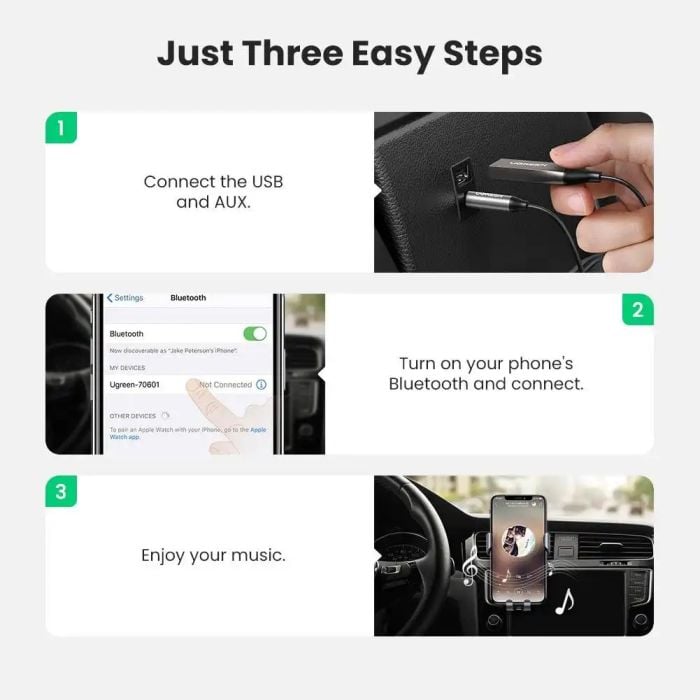 Bluetooth AUX adapter za auto CM309 UGREEN