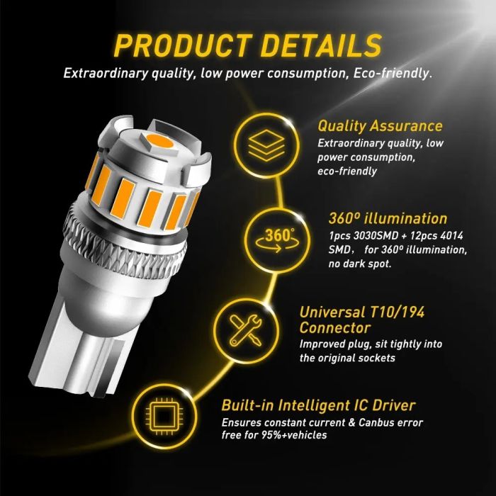 LED sijalice T10 W5W 3000K žuta AUXITO (2 kom)