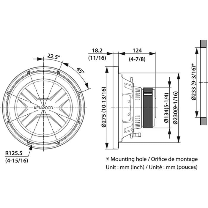 Kenwood KFC-PS2517W subwoofer zvučnik (250mm)