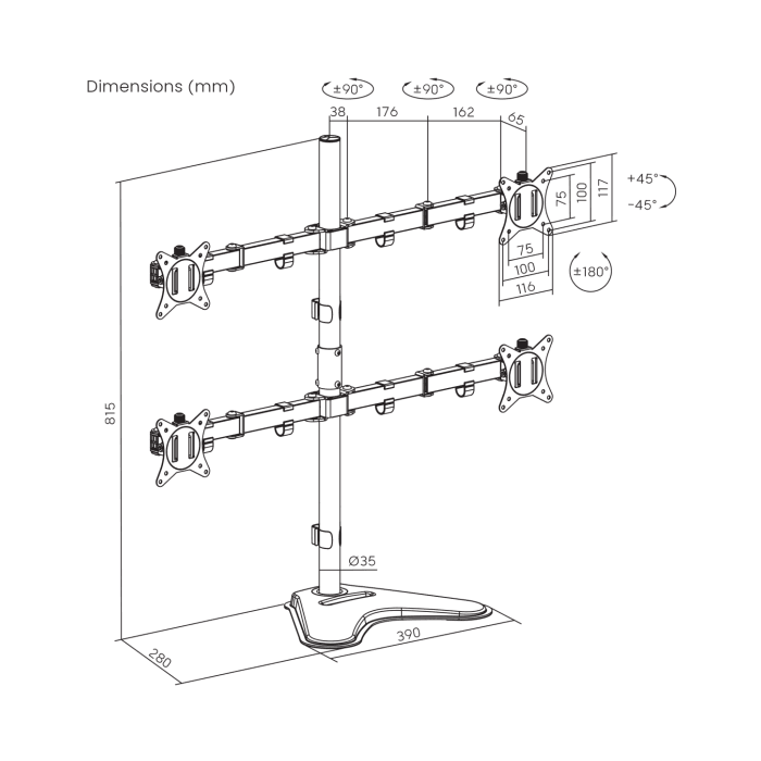 S Box LCD-F048-2 stoni nosač za više monitora 17"-32“