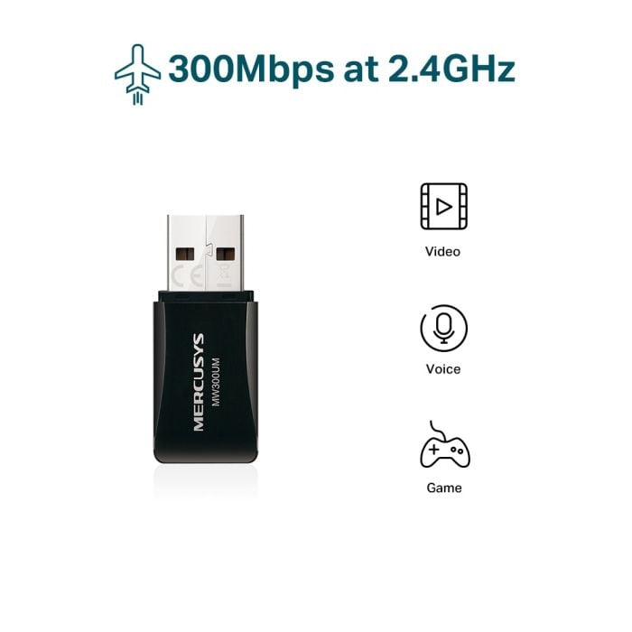 Mercusys MW300UM N300 bežični mini USB adapter