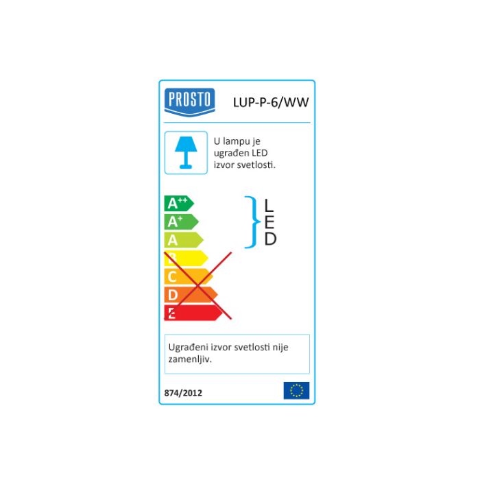 LED ugradna panel lampa 6W toplo bela LUP-P-6/WW