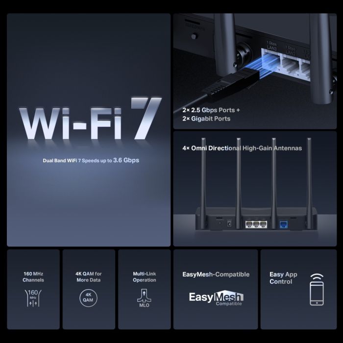 Mercusys MR27BE BE3600 dual band WiFi 7 ruter