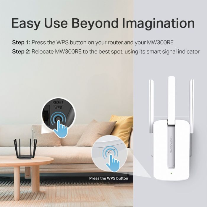 Mercusys MW300RE v4.2, 300Mbps WiFi Range Extender