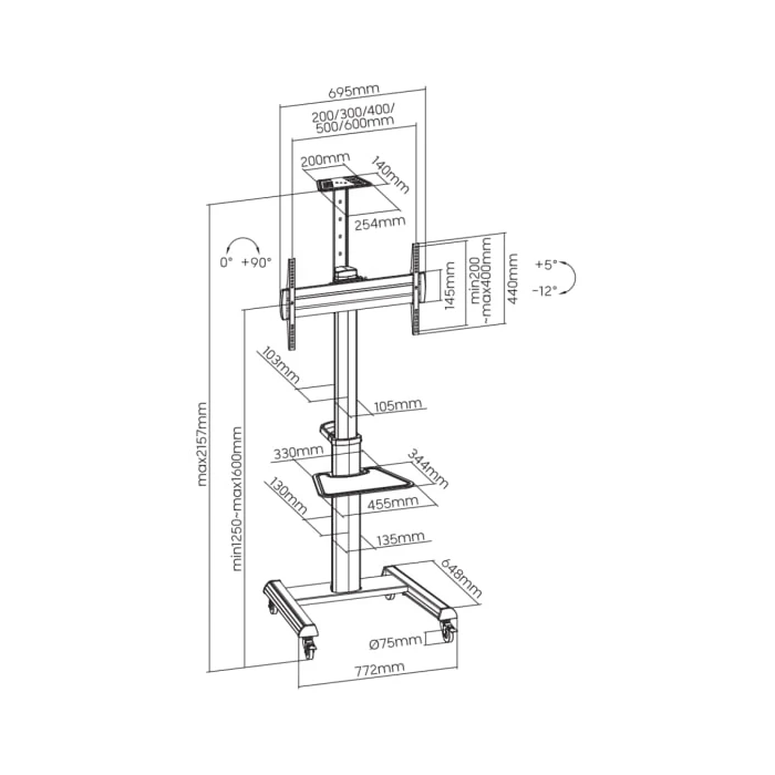 S Box podni TV nosač FS 446-2