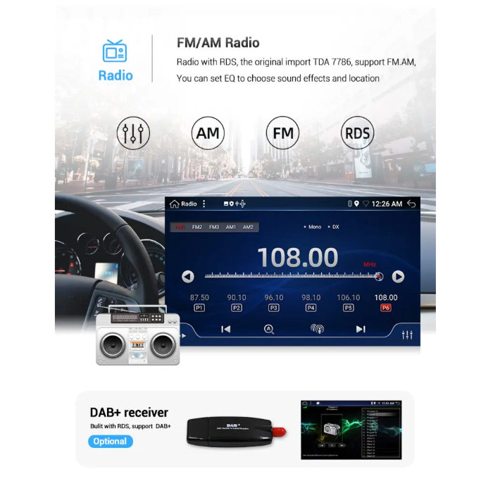Kettz multimedija KT1900 9" 1 DIN 4 + 64GB DSP Car Play