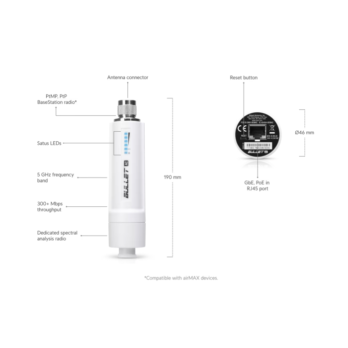 Ubiquiti B-DB-AC Bullet AC WiFi radio