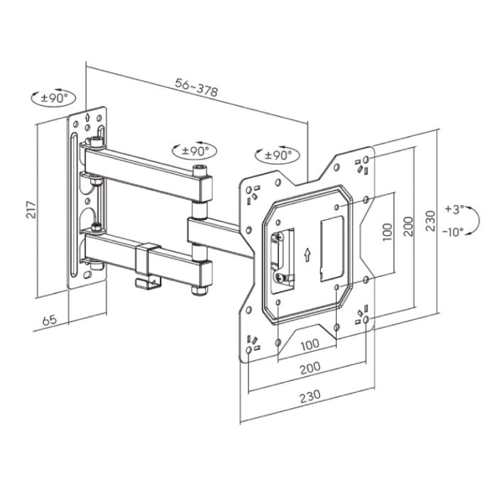 Xwave zglobni zidni TV nosač 23"-43" 23/43 TILT/ARM