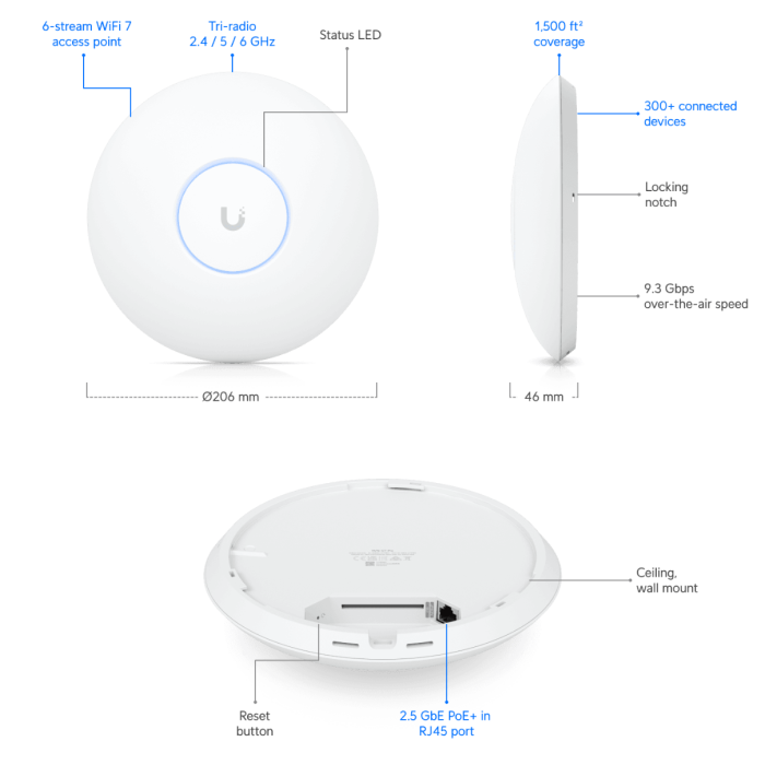 Ubiquiti WiFi 7 Access Point U7-PRO