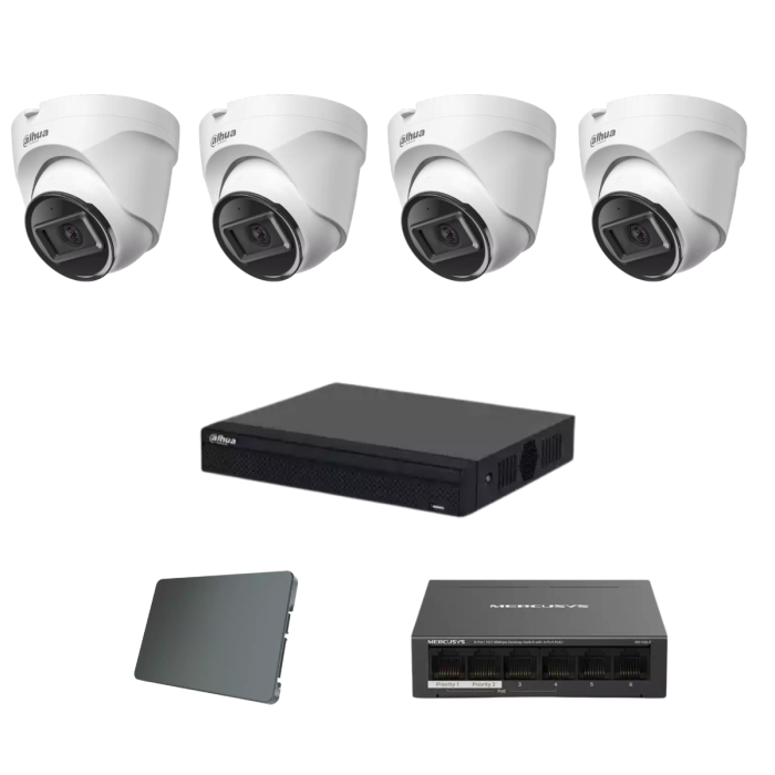 Dahua IP komplet 4 turret kamere 4Mpix