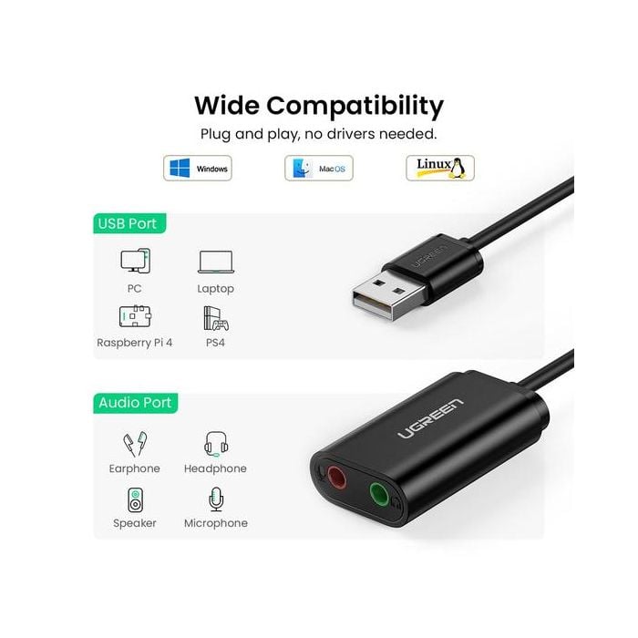 USB audio adapter USB A m - 2x 3.5mm f US205