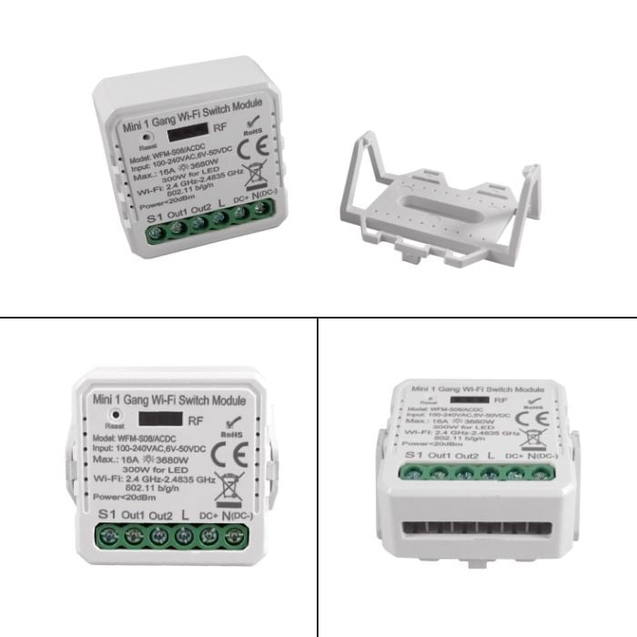 Tuya Wi-Fi smart prekidač-modul 16A WFM-S08/ACDC