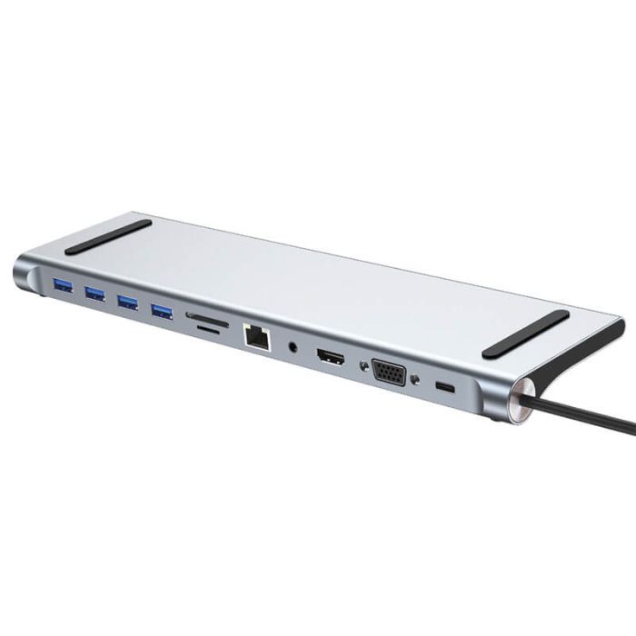 USB Multiport Hub sa 4x USB-A, SD, LAN, 3.5mm, HDMI, VGA, USB-C portovima MOYE Connect X11