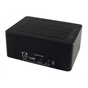 HDD DOCKING LC-DOCK-U3-HUB USB3.0 2x HDD/SSD + 3x USB3.0 HUB Black