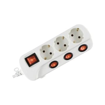 Razvodnik sa 3 utičnice + prekidači NVK03K-3/WH/1,5 3m