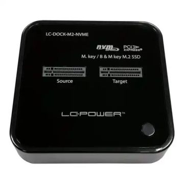 HDD DOCKING LC Power LC-DOCK-M2-NVME  USB 3.2 Gen2x1 docking station for two NVMe-M.2 SSD, cloning, Black