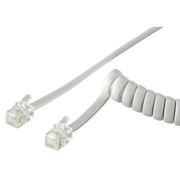Kabl telefonski spiralni RJ10 (beli) 2m-7m