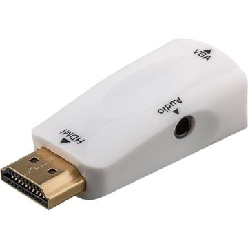 Adapter HDMI M - VGA F - 3.5mm F (stereo)