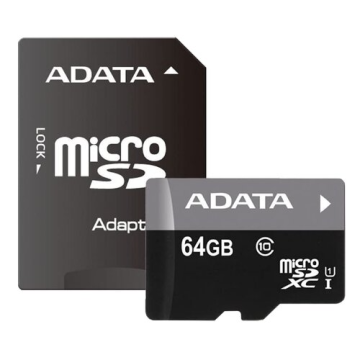 Micro SD Card 64GB AData + SD adapter AUSDX64GUICL10A1-RA1/ class 10