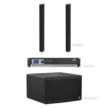 AUDAC CONGRESS12.2-112.1 - Komplet ozvučenja: 2× stubni zvučnik KYRA12, infra-subwoofer BASSO112, pojačalo SMQ750