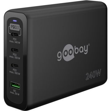 Goobay premum punjač 240W 3xC PD/1xA QC GaN