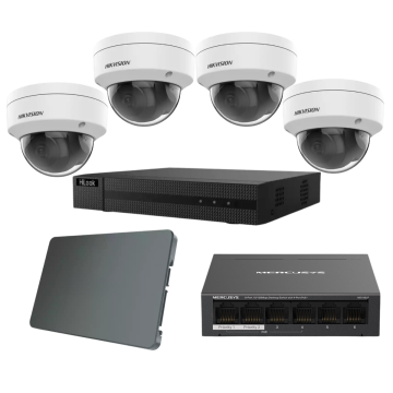 HikVision komplet 4 IP antivandal dome kamere 2Mpix