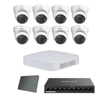 Dahua IP komplet 8 turret kamere 2Mpix