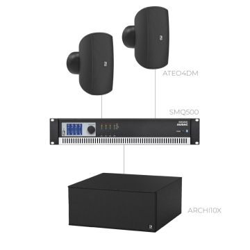 AUDAC FESTA4.2D-10x.1 - Komplet ozvučenja: 2× zvučnik ATEO4DM, infra-subwoofer ARCHI10X, pojačalo SMQ500