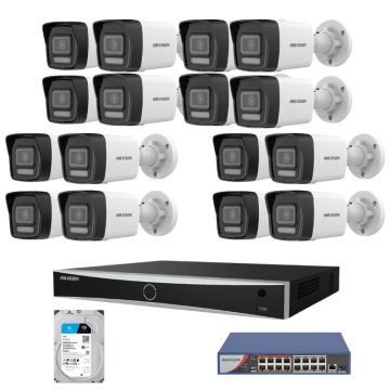 HikVision ColorVU komplet 16 IP bullet kamera 4Mpix