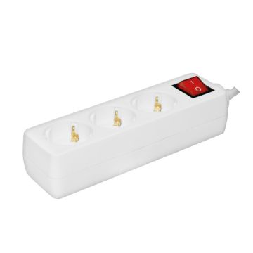 Razvodnik sa 3 utičnice i prekidačem NV03K/WH-P/1,5