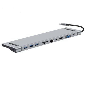 USB-C multihub 11u1 HDMI, VGA, USB-C, PD, SD/TF card, RJ45
