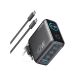 Anker 140W GaN zidni brzi punjač - 4 porta (3x USB-C, 1x USB-A), tamno sivi