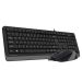 A4Tech F1010 - zicani set tastatura + mis USB, FK10+FM10, sivi, opticki 1000-1600 DPI