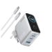 ANKER 100W GaN zidni punjač – 3 porta, USB-C kabl, srebrni